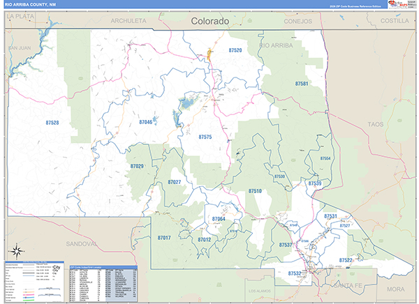 Rio Arriba County, NM Zip Code Map